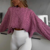 Autumn And Winter Lazy Tattered Loose Short Sweater Women's Hair Side To Make Old Brocing Woven Loose Velvet Long-Sleeved Top HZ1208