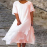 2025 Fashion And Casual Double-Edecker Short-Sleeved Round Dress HZ1208