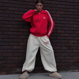 Hot Red Printing Trousers Women Loose Gibe Foot Drawstring Design Street Cool Sports Slacks Autumn And Winter HZ1208