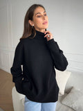 Hot Selling Solid Women's Knitting Knitting Jacket High-Collar Sweater Loose 066 HZ1208