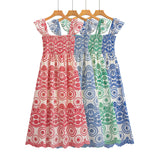 2025 Multi-Color Embroidered Flying Sleeve Dress 23002 HZ1208