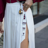 Fashion Women's High-Waisted 100-Fold Dress Embroidered Wine Glass Capacity Half-Dress Elegant Luxury Luxury Summer HZ1208