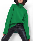 Hot Selling Solid Women's Knitting Knitting Jacket High-Collar Sweater Loose 066 HZ1208