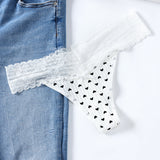 Comfortable Breathable Thread Cotton Splicing Lace T-Shirt Cotton Lace Lace Side Large Size Low-Rise T-Pants Ladies Trousers HZ1208