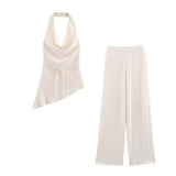 Quality Asymmetric Blouse 0347302 Textured Trousers 0347303 Set HZ1208