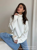 Autumn And Winter Pure Color Turtleneck Sweater Hot Selling Burst Comfortable Loose Basic Jacket Sweater Woman HZ1208