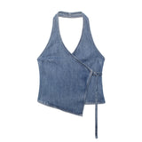2025 Summer Cowboy Hanging Neck Blouse Women's Small Sling Vest Top HZ1208