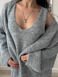 2025 Autumn And Winter Hot Sweater Set Women Loose Long Version Thicker Cardigan + V Collar Vest Skirt HZ1208