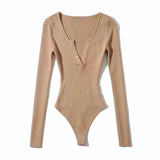 2025 Casual Crew Neck Long Sleeve Bodysuit HZ1208
