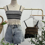 Women's Clothing Thaired Thaid Spliced Striped Sling Vest Short-Sleeved Sleeveless Tector-Booed Blouse 88932 HZ1208