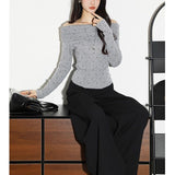 Thai Long-Sleeved V-Neck Buckle Autumn And Winter T-Shirt Hottie T-Shirt Girl Solid Color Bottom Sexy Blouse Tide HZ1208