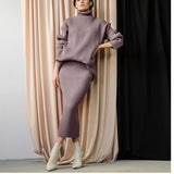 Pit Bar Half-Dress High-Necked Sweater Suit Women Loose Warm Jacket Sweater Two Sets Of Burst HZ1208