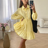 2025 Hot Spring New Shirt Dress White Dress Women's OL Simple Cotton Top HZ1208