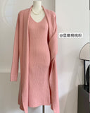 New Knitted Suit For Autumn/Winter 2025 Women's Elegant Vest Dress + Long Open Shirt Jacket Hot HZ1208