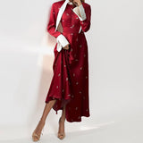 2025 French Collar Long Sleeve New Women's Temperament Elegant Long Dress HZ1208