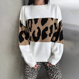 New Leopard-Print Sweater Languid Wind Collar Loose-Fitting Fashion Casual Wear Autumn And Winter Top Woman HZ1208