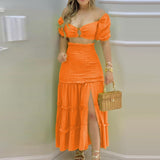 2025 Autumn New Fashion Impact Printing Vest High-Waist Open Fork Dress Set 661 HZ1208