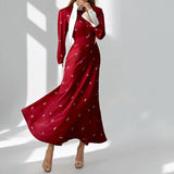 2025 French Collar Long Sleeve New Women's Temperament Elegant Long Dress HZ1208