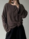 Fashion Simple Style Lock-Free Knitted Sweater Thin Lazi Loose Bottom Long Sleeve Lazy Leisure Autumn Winter HZ1208