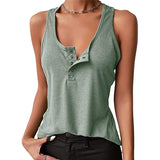 2025 Hot Sale Solid Color Sexy Inside And Outside Wearing Threaded Vest Press Buckle Bottom Top T-Shirt Women's Clothing HZ1208