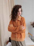 The New Languid Languid Knitted Sweater Jacket For The Women's Autumn/Winter 2025 Languid Collar Knitted Shirt HZ1208