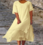 2025 Fashion And Casual Double-Edecker Short-Sleeved Round Dress HZ1208