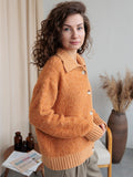 The New Languid Languid Knitted Sweater Jacket For The Women's Autumn/Winter 2025 Languid Collar Knitted Shirt HZ1208