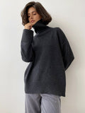 Hot Selling Solid Women's Knitting Knitting Jacket High-Collar Sweater Loose 066 HZ1208